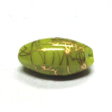 18X10MM Green/Gold Glass Oval Bead (12 pieces)