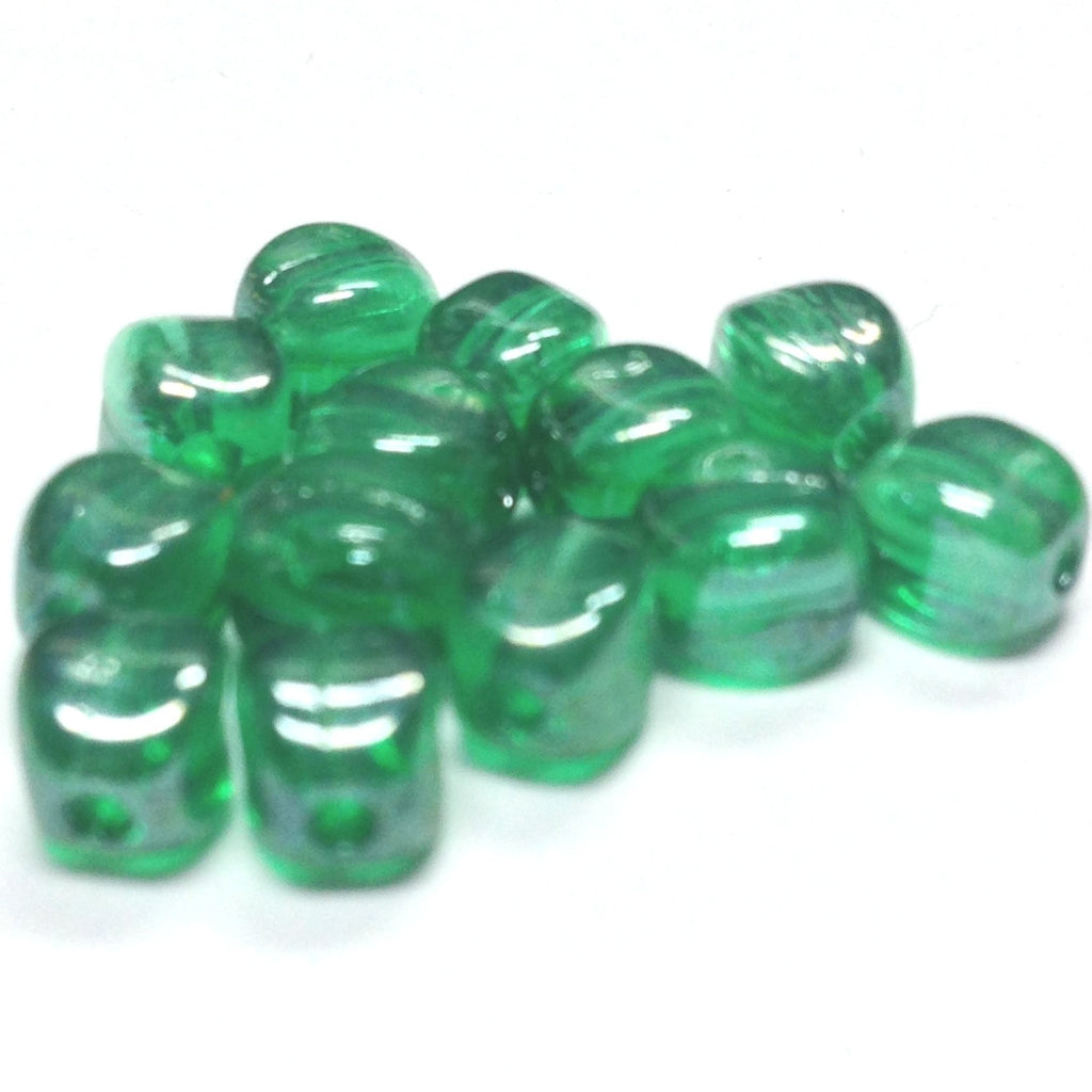 5.5MM Emerald Green Lustered Glass Nugget Bead (144 pieces)