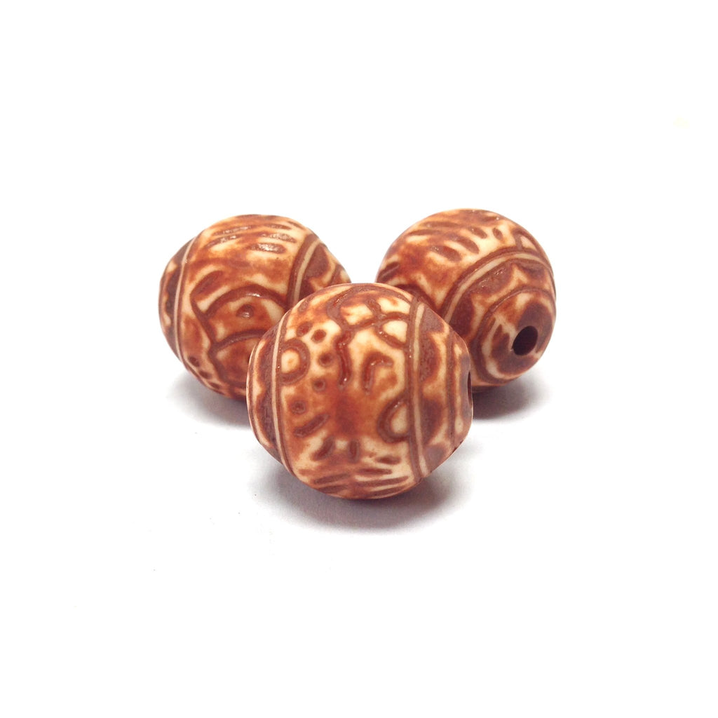 23MM Mat Brown Fancy Bead (12 pieces)