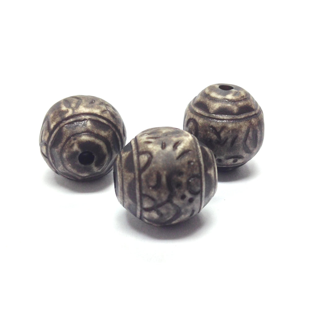 16MM Mat Grey Fancy Bead (36 pieces)