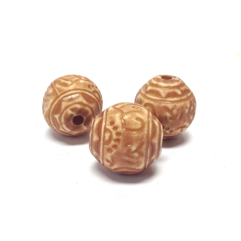 23MM Mat Mustard Fancy Bead (12 pieces)