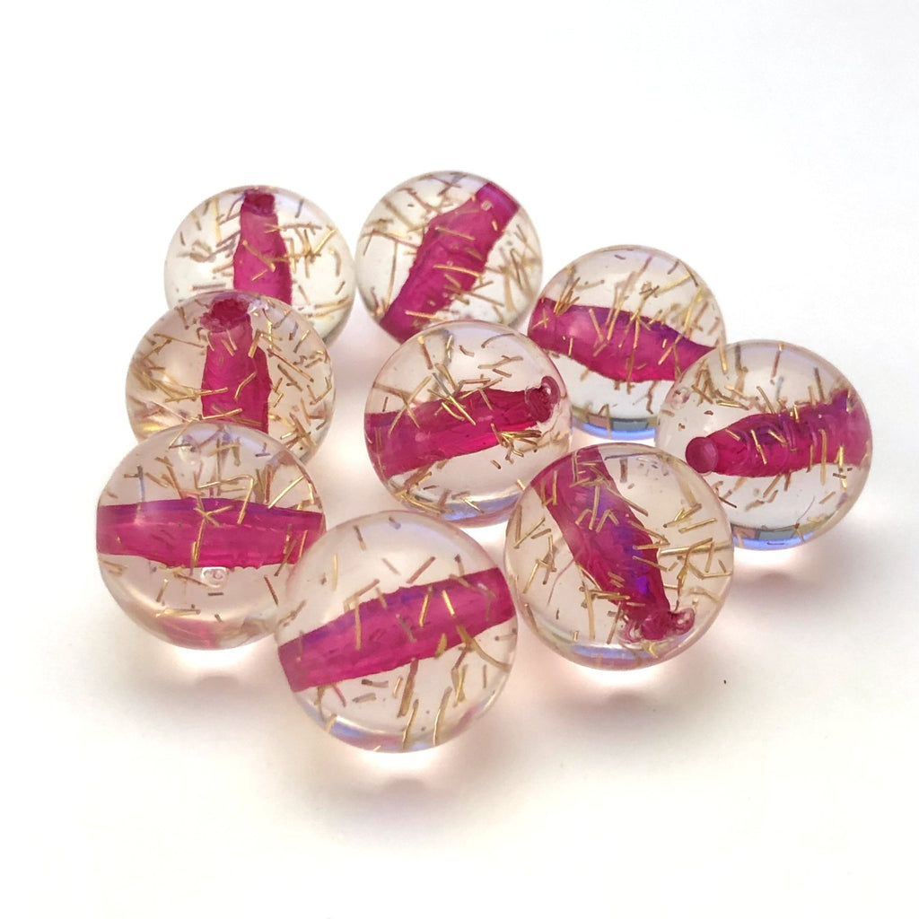 14MM Crystal Fuchsia/Gld "Spiked" Bead (36 pieces)