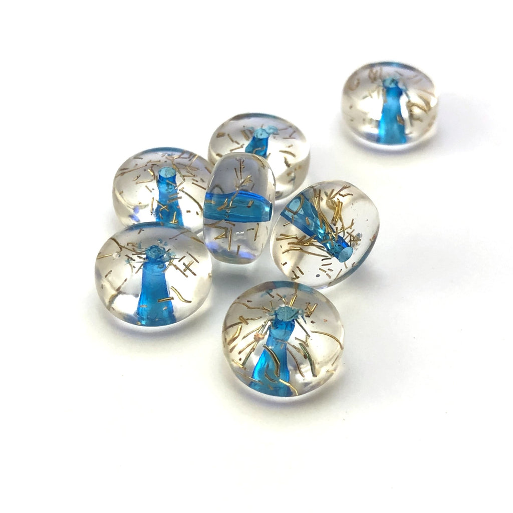 12X7MM Crystal Blue/Gold "Spiked" Rondel Bead (144 pieces)