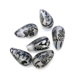 22X12MM Crystal Mat-Black "Botanica" Pear Bead (24 pieces)