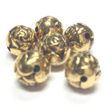 14MM Antique Ham. Gold Rosebud Bead (24 pieces)