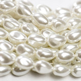 6X9MM White Pearl Glass Baroque Oval 16"