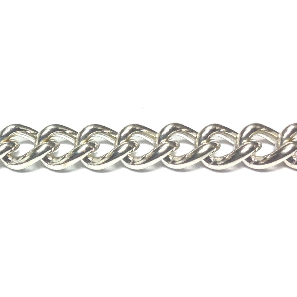 Im. Rhodium Plated Chain Steel Curb (1 foot)