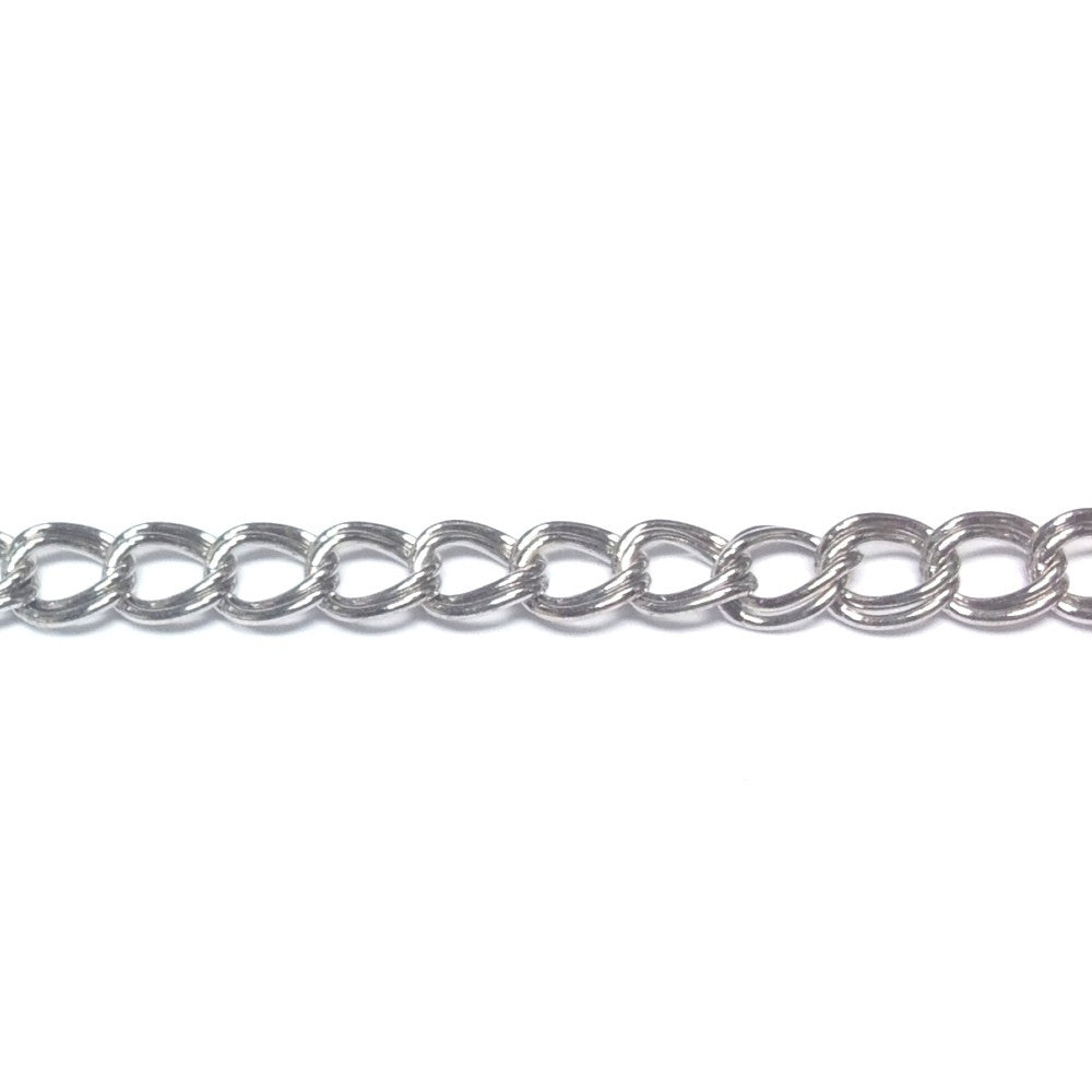 Silver Tone Plated Chain Brass Parallel Curb (1 foot)