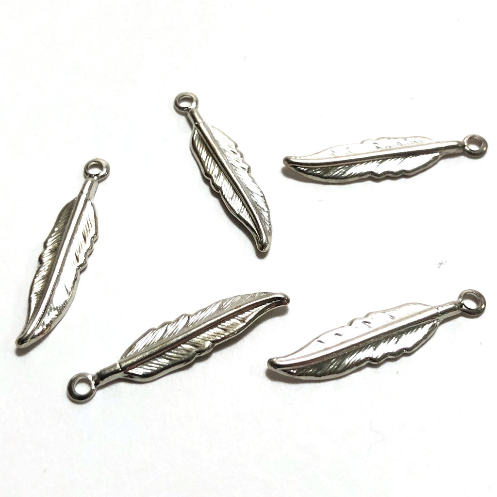 20MM Silvertone Feather Drop With Loop (36 pieces)