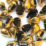 13X7.8MM 4-Prong Set Pear Black/Brass (24 pieces)