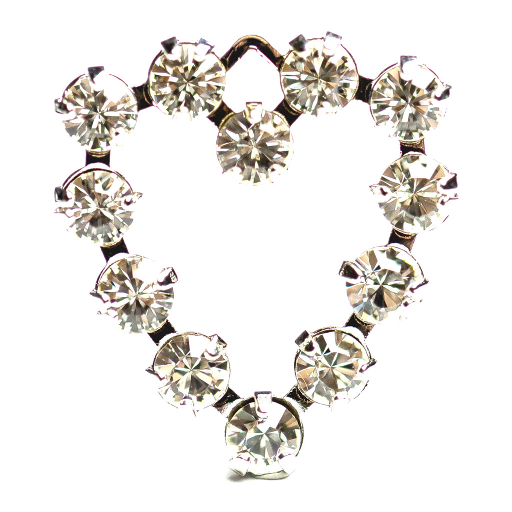 18MM Heart Drop Crystal/Rhodium (12 pieces)