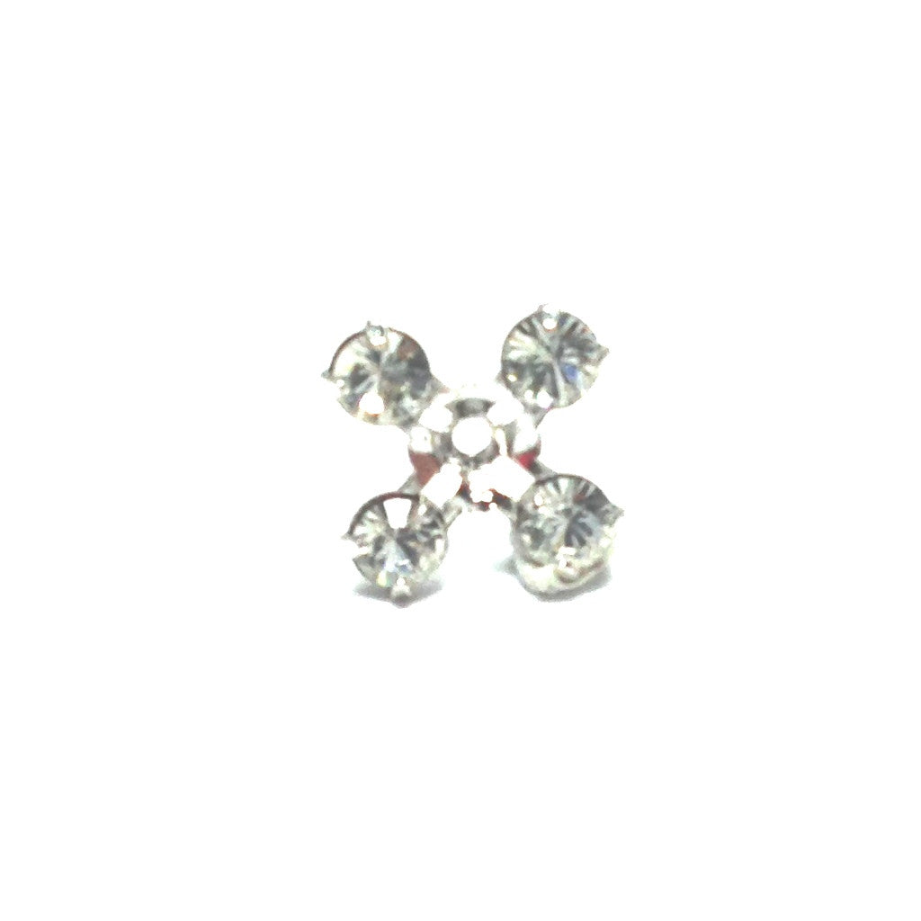 5MM Crystal/Rhodium Flower (24 pieces)