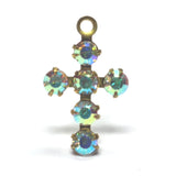 15MM Cross Drop Crystal Ab/Brass (12 pieces)