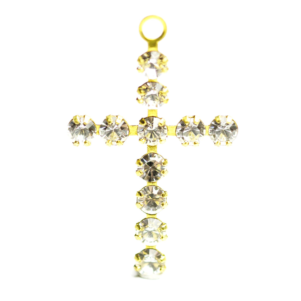 20MM Cross Drop Crystal/Brass (12 pieces)