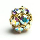 8MM Rhinestone Ball Crystal Ab/Gold (6 pieces)