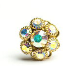 13MM Cluster Button Crystal Ab/Gold (2 pieces)