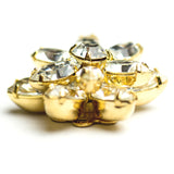 23.4MM Navette Button Crystal/Gold (1 piece)