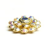 16MM Grad.Flwr.Button Crystal Ab/Gold (2 pieces)