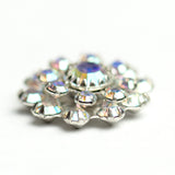 16MM Grad.Flwr.Button Crystal Ab/Rhodium (2 pieces)