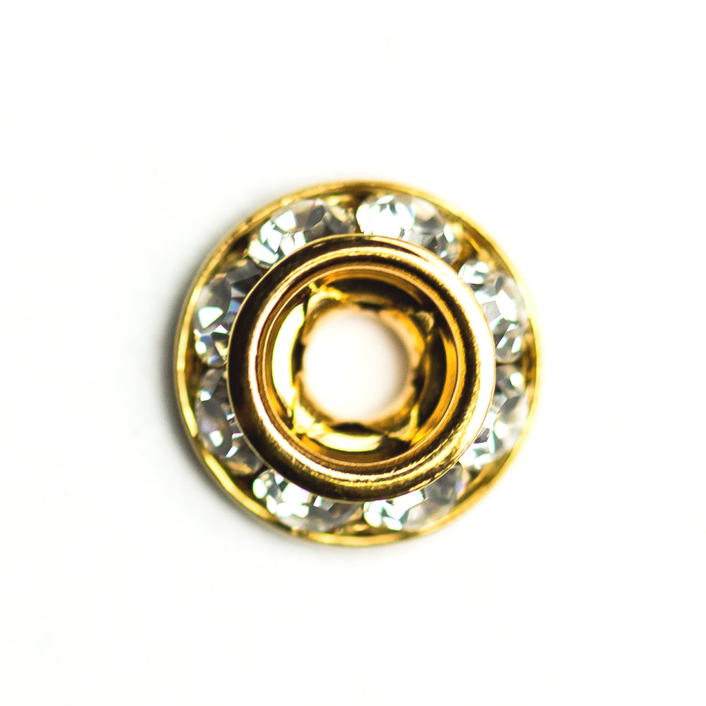 8MM Slant Rondel Crystal/Gold (12 pieces)