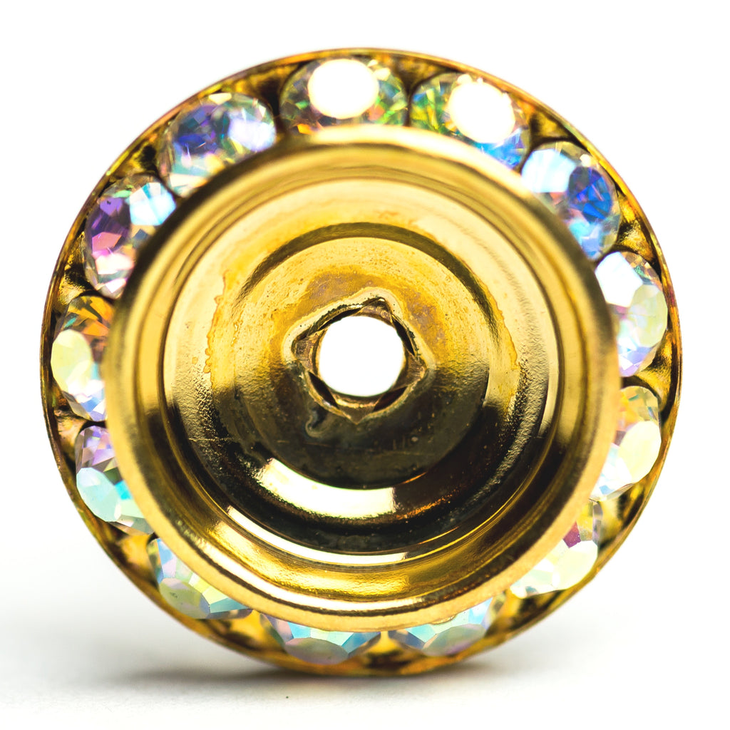 20MM Slant Rondel Crystal Ab/Brass (6 pieces)