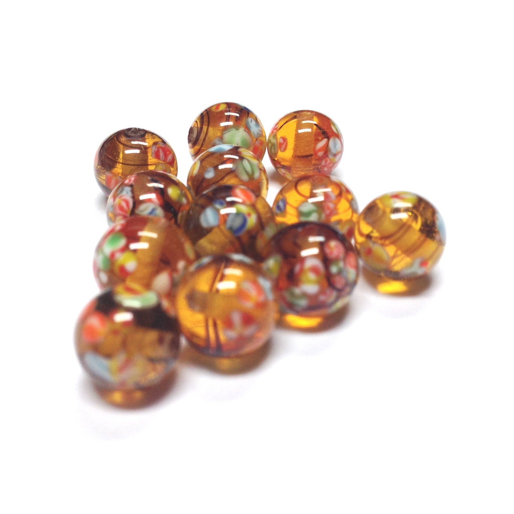 6MM Tortoise Round Glass Tombo Bead (36 pieces)