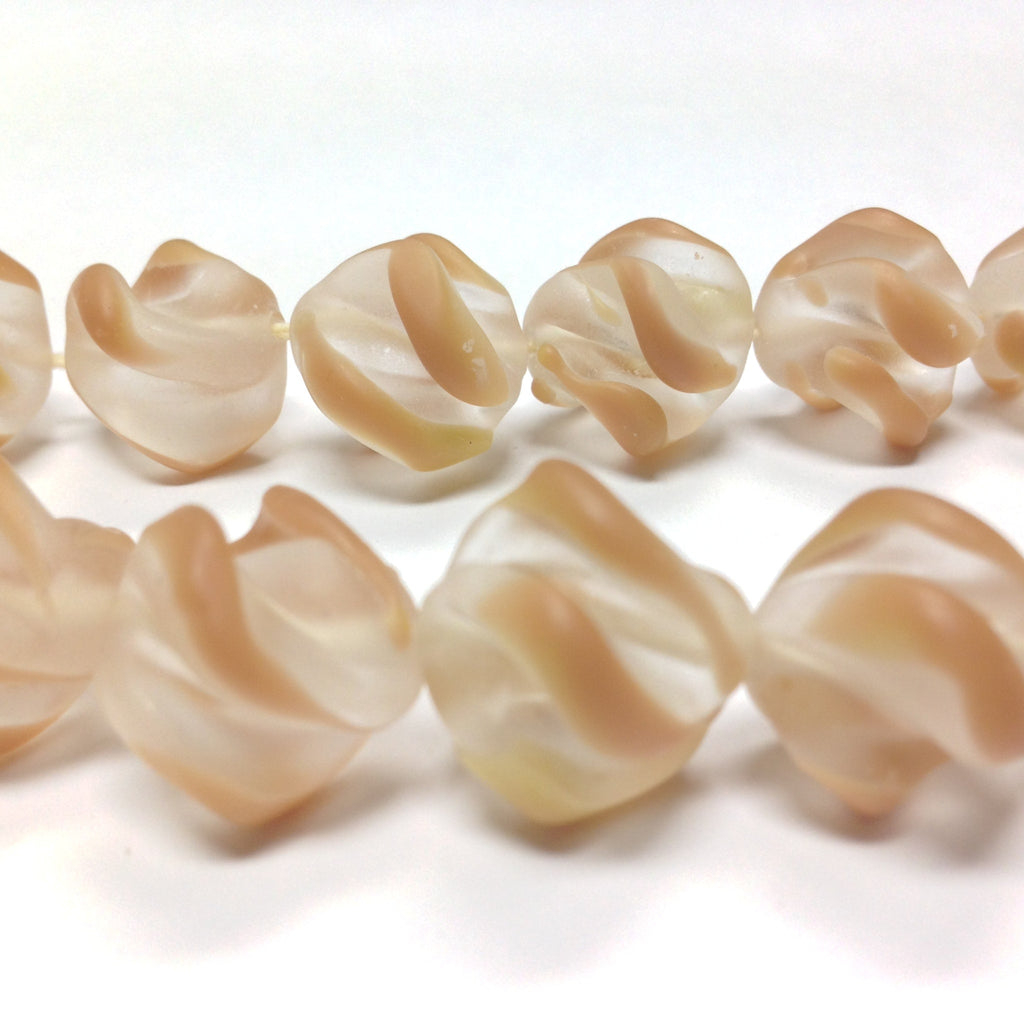 16MM Beige Twist Glass Bead (24 pieces)