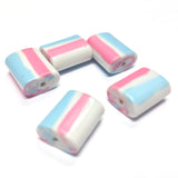 14X11X6MM White Glass Bead w/Pink & Blue Stripes (72 pieces)