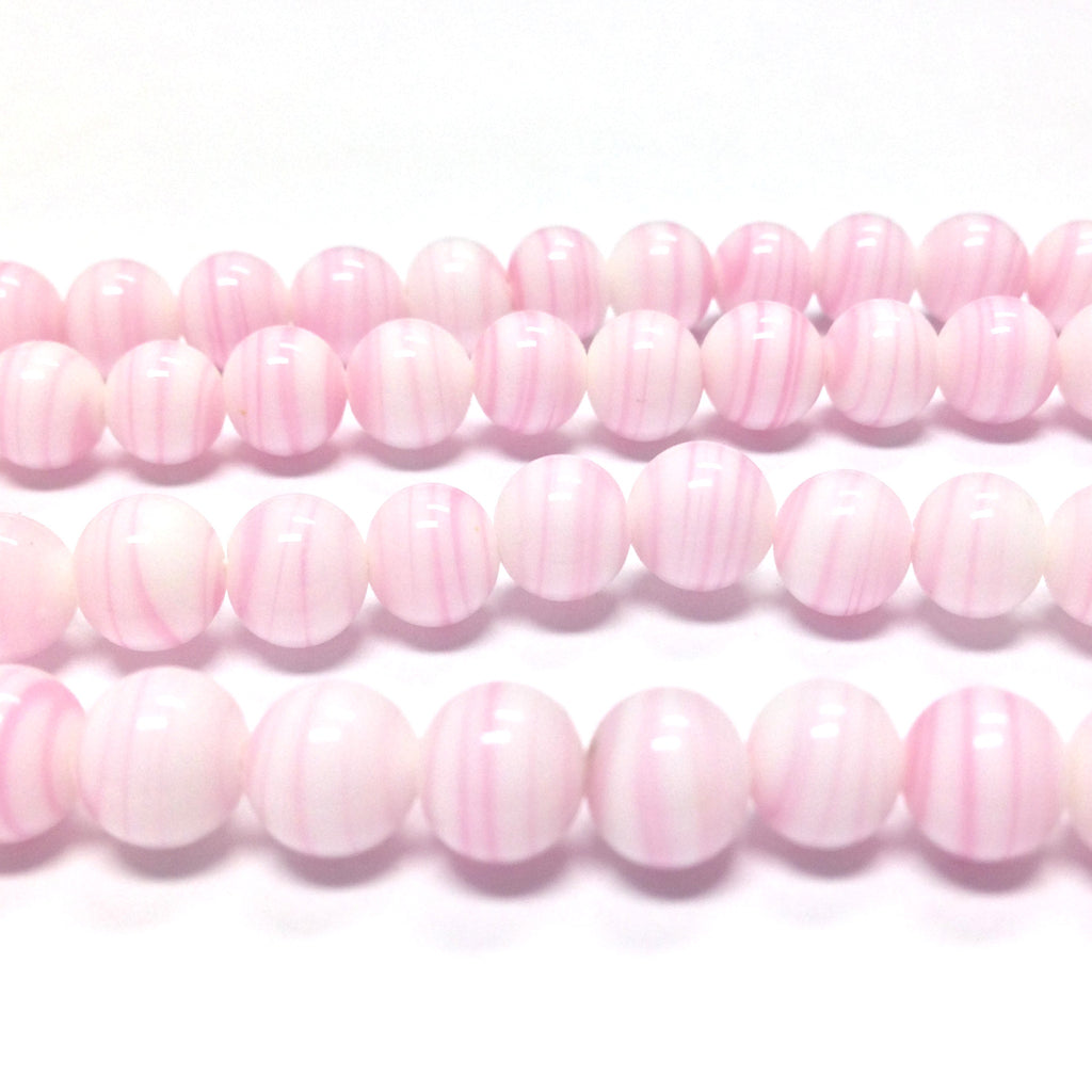 7MM White/Pink Swirl Glass Bead (300 pieces)