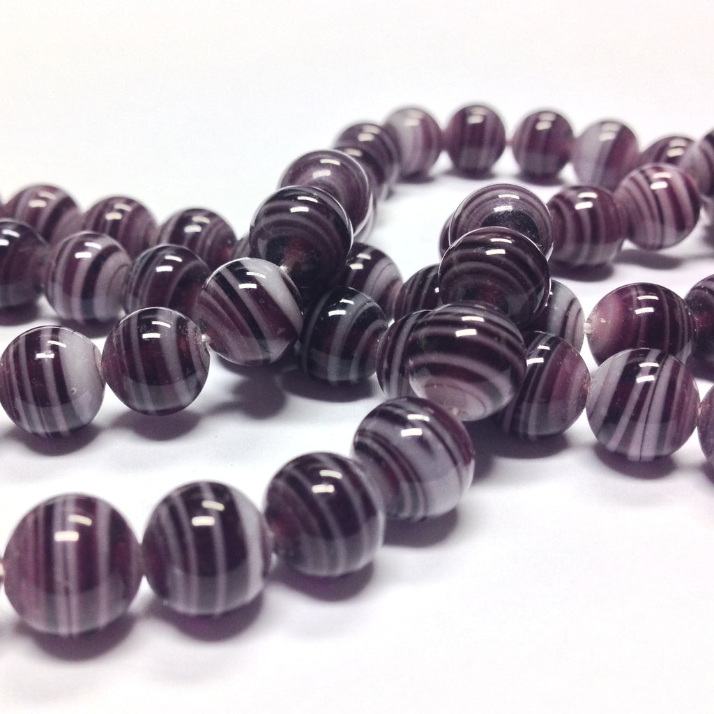 8MM Round Amethyst Swirl Bead (100 pieces)