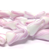 24X14MM Pink/White Fancy Glass Bead (24 pieces)