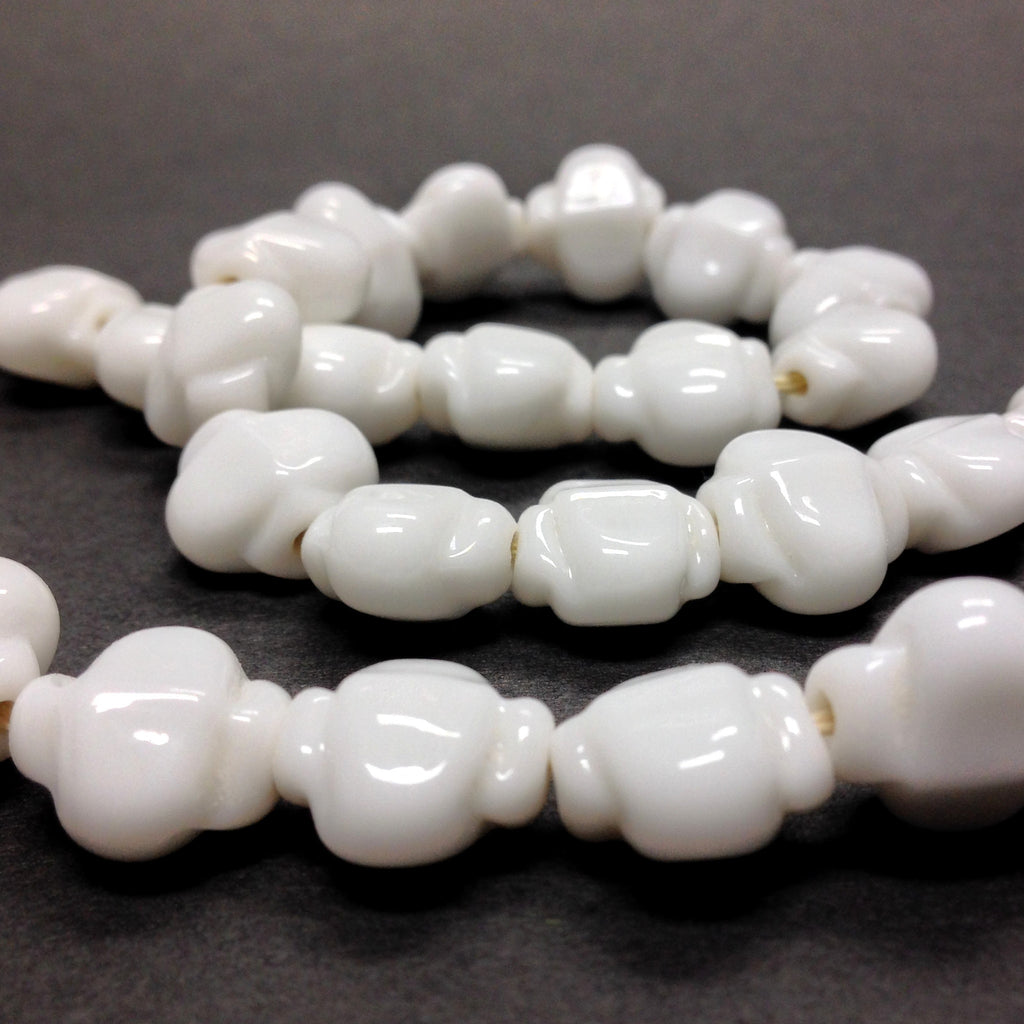 Lantern Shape White Glass Bead (36 pieces)