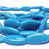 20X9MM Blue Glass Flat Oval Bead (50 pieces)