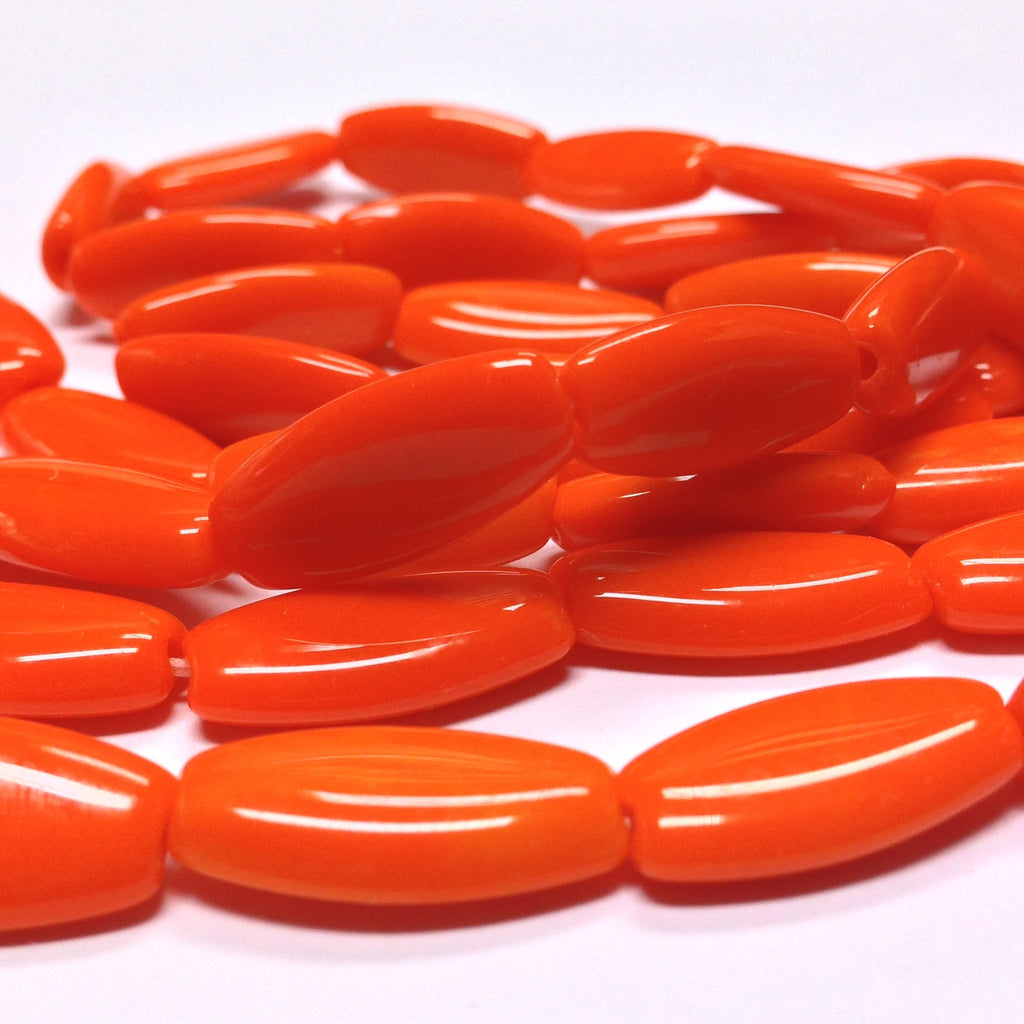 20X9MM Orange Glass Flat Oval Bead (50 pieces)