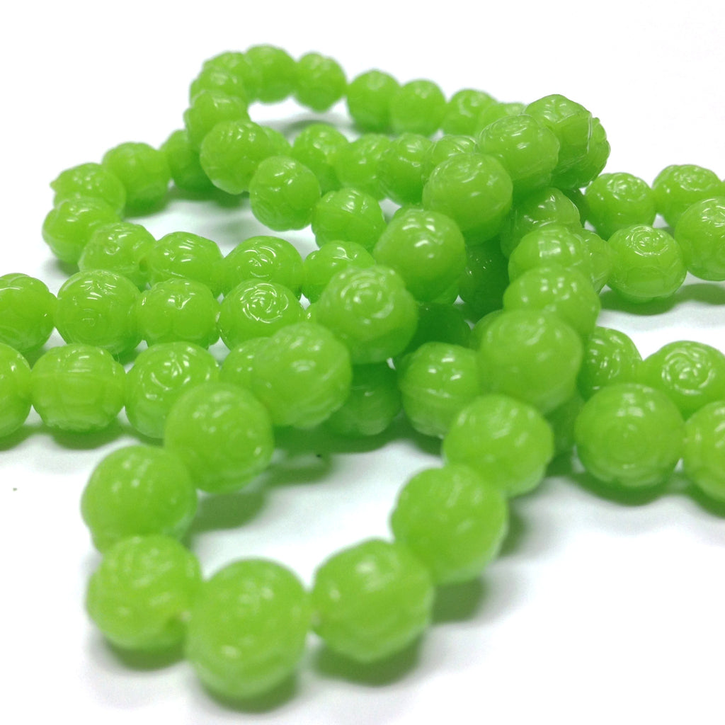 6MM Green Glass Rosebud Bead (200 pieces)