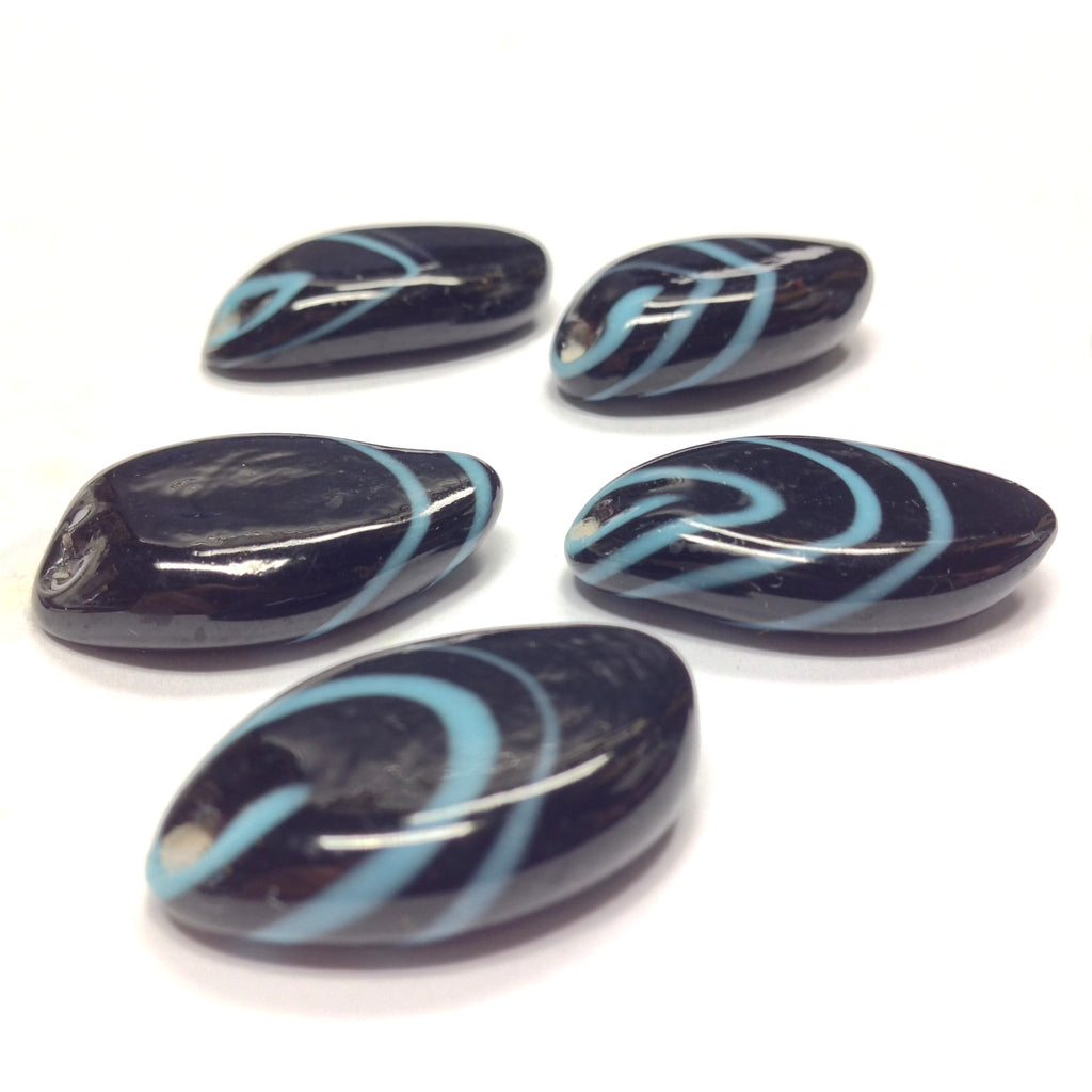 20X11MM Black/Blue Stripe Oval (36 pieces)