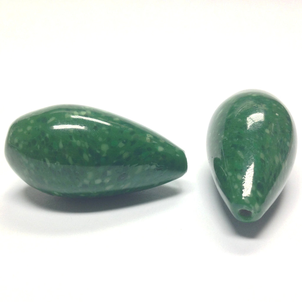 36X18MM Dark Jade Green Glass Pearshape Bead (12 pieces)