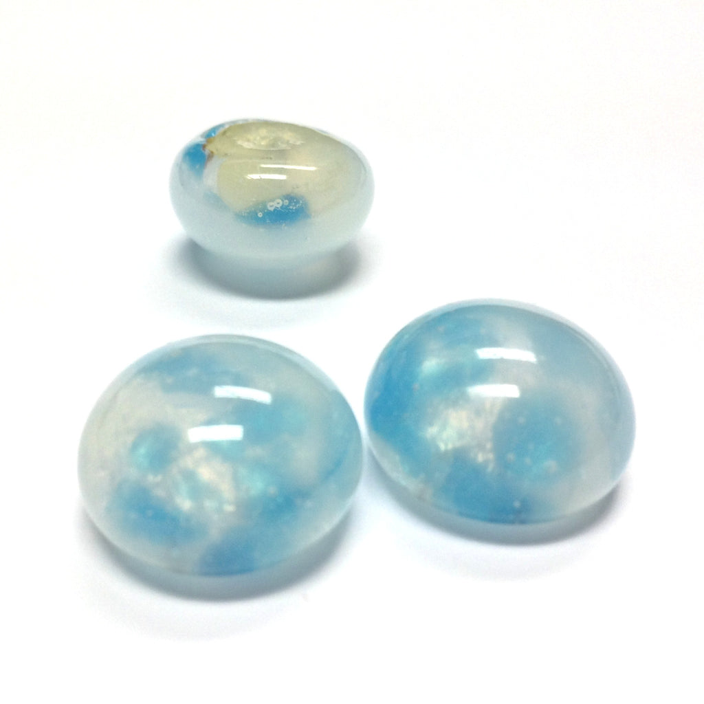 18MM Aqua/White Opal Glass Cab (12 pieces)