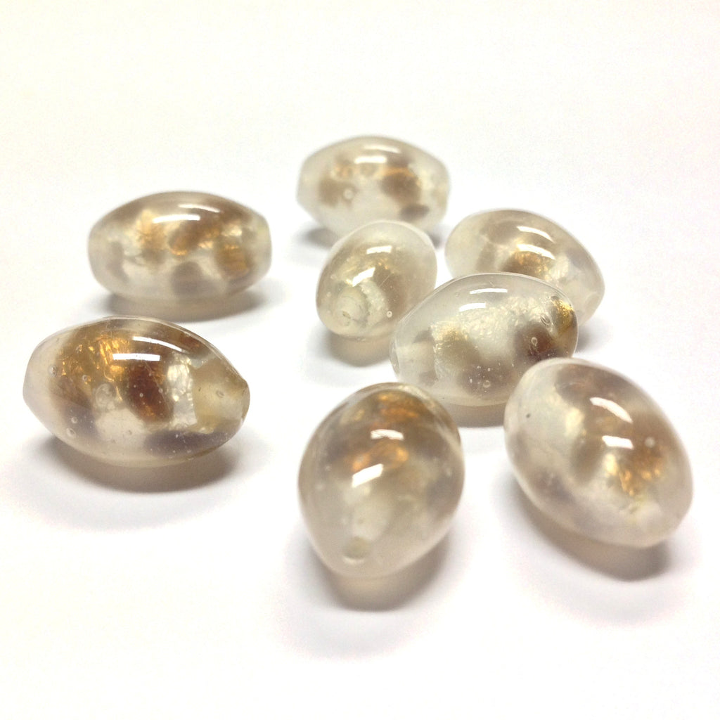 15X10MM Topaz/White Opal Glass Oval Bead (36 pieces)