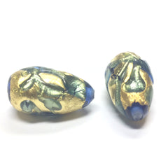 14X24MM Sapphire/Gold Foil Pear Bead (1 pieces)