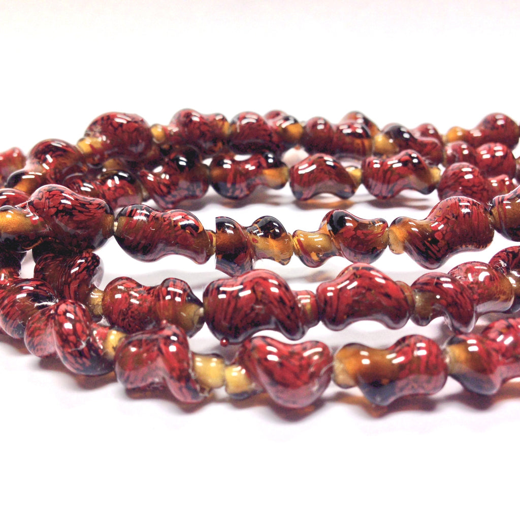 12X8MM Brown Twisted Glass Oval Bead (60 pieces)