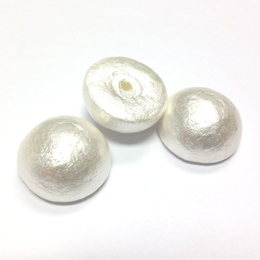 20MM Papermache White Cotton Pearl Cab