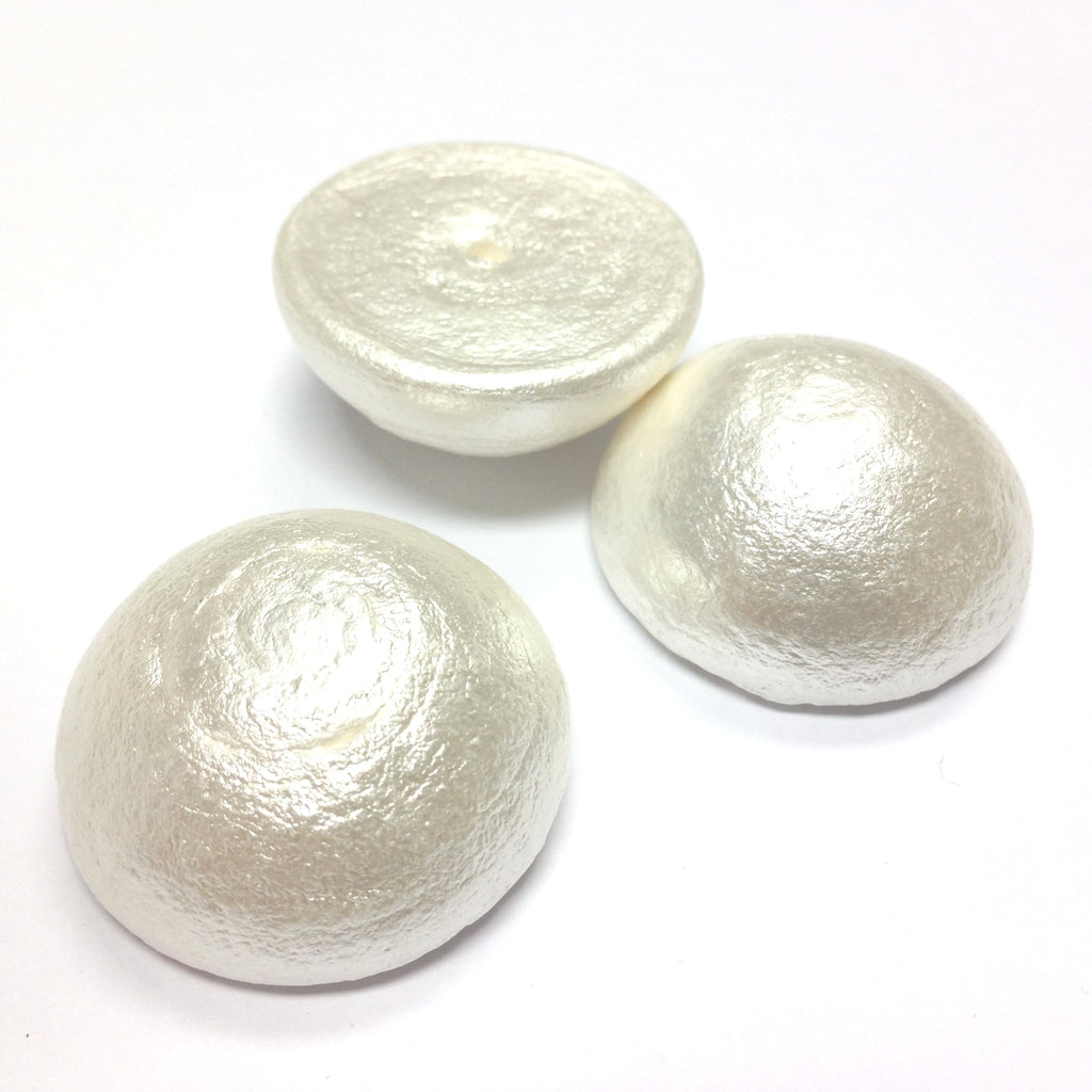 30MM Papermache White Cotton Pearl Cab