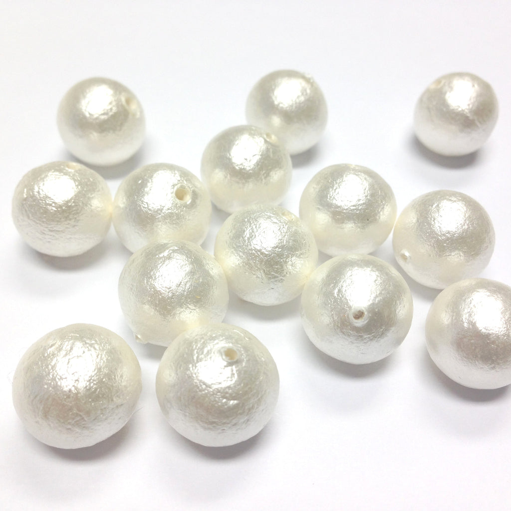 16MM Paper Mache White Cotton Pearl Bead