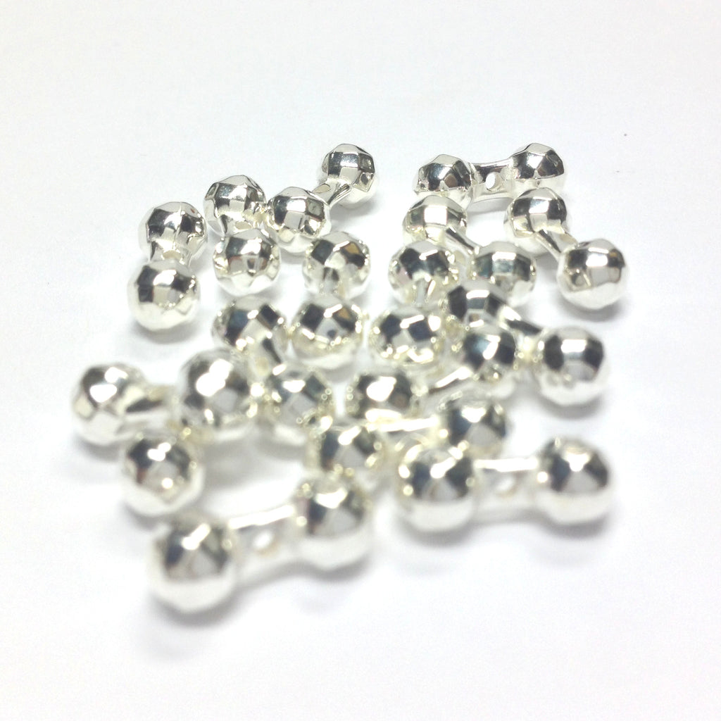 4.8MM Silver Faceted Dumbbell Bead (72 pieces)