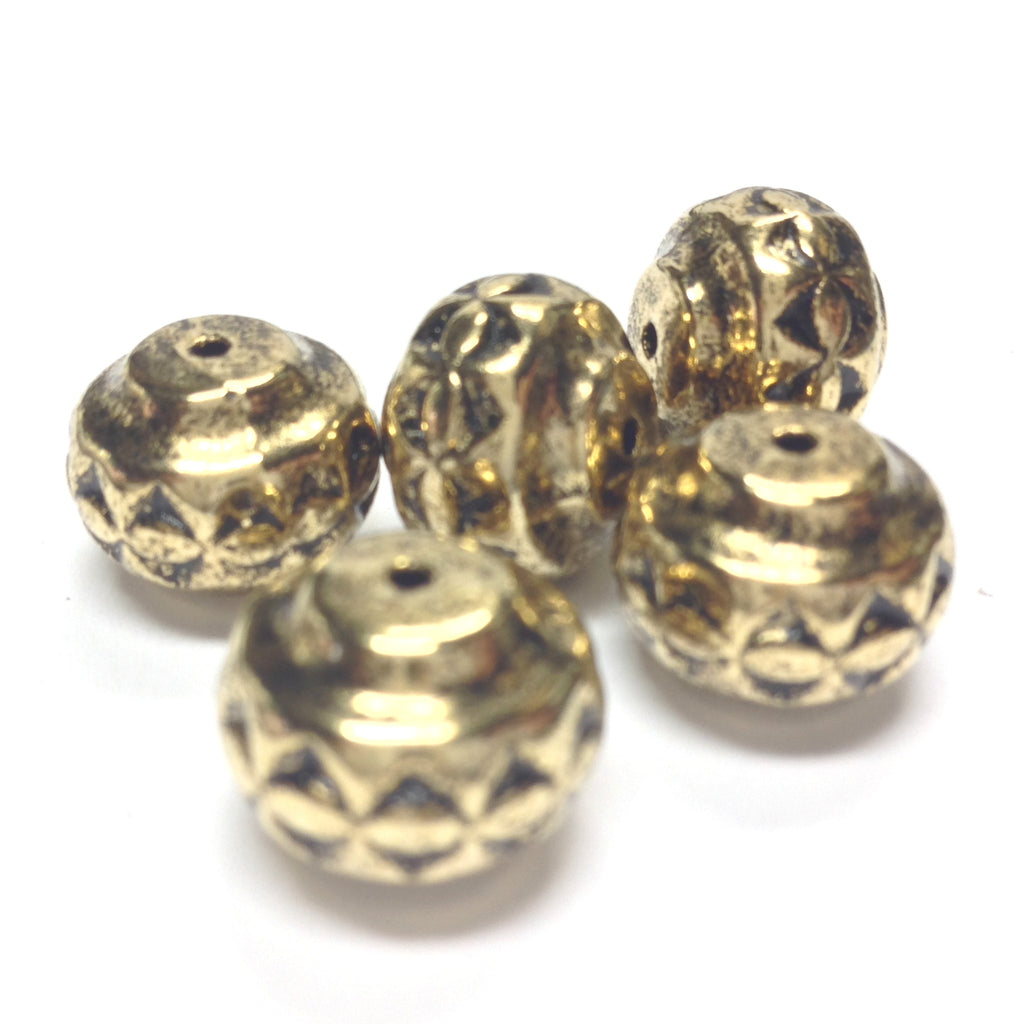 14X11MM Ant.Ham.Gold Rondel (24 pieces)