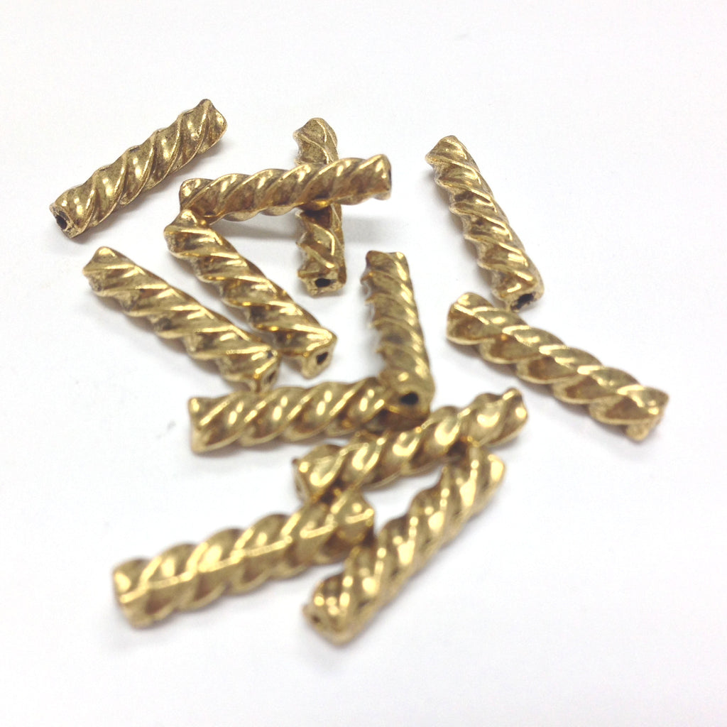 14X3MM Ant.Ham.Gold Twist Tube Bead (144 pieces)