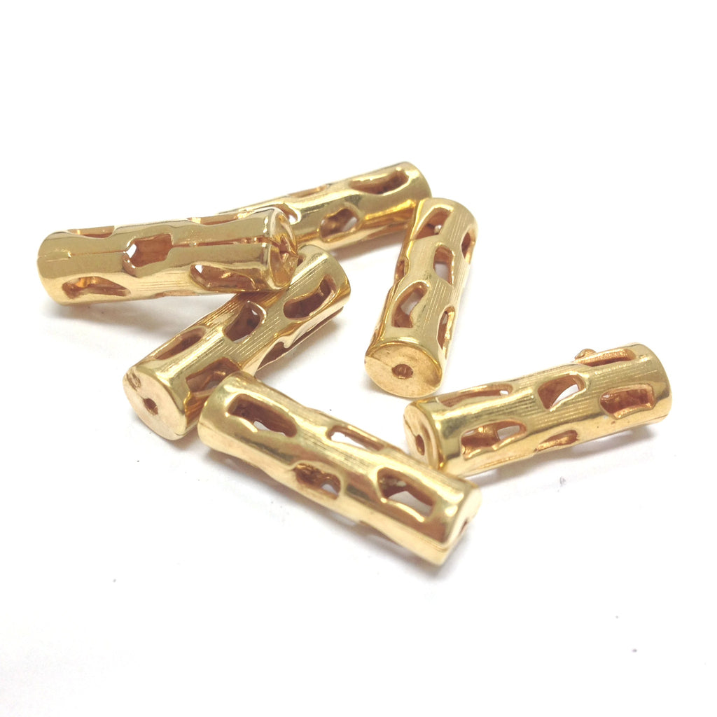 18X5MM Perforated Hamilton Gold Tube Bead (72 pieces)