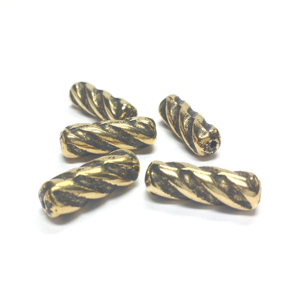 18X6MM Ant.Ham.Gold Twist Tube Bead (72 pieces)