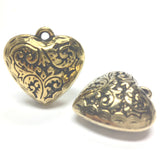 24MM Ant.Ham.Gold Filigree Heart Drop (12 pieces)